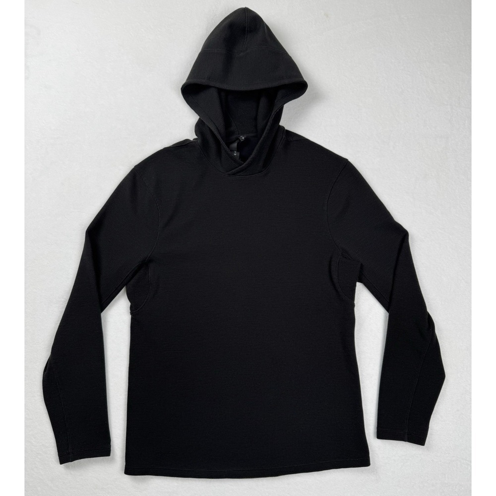 Lululemon Womens Black Waffle Knit Hoodie Long Sleeve‎ Pullover Size XS